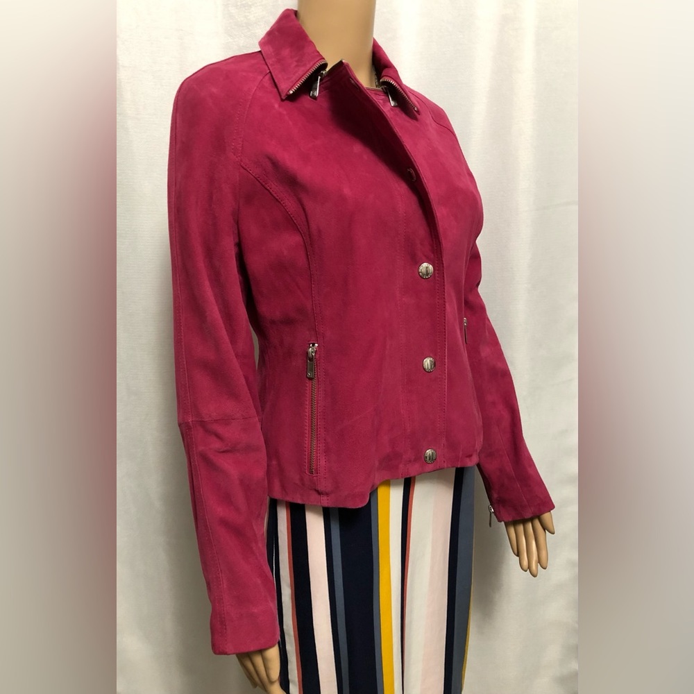 Michael Kors hot pink suede jacket, lined.
